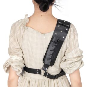 Warrior Back Sword Holster Medieval Armor, Shoulder Back Sheath Frog Holder Crossbody, Sword Strap Belt for Your Back, PU Leather Behind The Back Holster for Sword