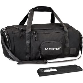 Meister Brawler Gym Bag for Fighters w/Zip-Out WrapHamper Wash Bag & Shoe Locker - Black