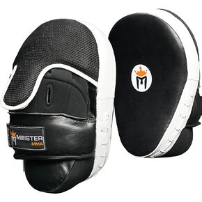 Meister Cowhide Leather Curved Focus Mitts w/Wrist Support (Pair)