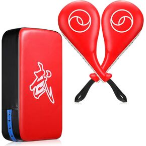 Poen 3 Pcs Taekwondo Kick Pads Muay Thai Pads MMA Karate Kick Pads Gear Martial Arts Kickboxing Training Pads Punching Striking Target Equipment PU Leather Paddles Strike Curved Kick Shield