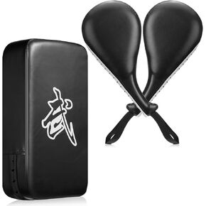 Poen 3 Pcs Taekwondo Kick Pads Muay Thai Pads MMA Karate Kick Pads Gear Martial Arts Kickboxing Training Pads Punching Striking Target Equipment PU Leather Paddles Strike Curved Kick Shield