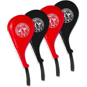 ESCULTORA 4PCS Taekwondo Kick Pads, Double Strike Karate Kicking Targets for Effective Martial Arts Training, Durable Materials Red and Black Taekwondo Paddles Perfect for Both Adults and Kids.