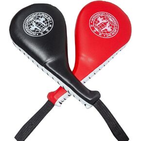 2PCS Taekwondo Kick Pads, Double Strike Karate Kicking Targets for Effective Martial Arts Training, Durable Materials Red and Black Taekwondo Paddles Perfect for Both Adults and Kids.