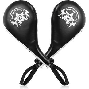Noamus 2 Pack Taekwondo Kick Pads, Durable Striking Target Paddles, TKD Karate Martial Arts Strike Targets Kickboxing Training Equipment Sparring Gear, Black