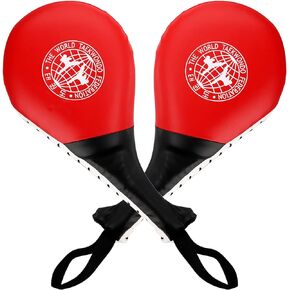 Frcctre 2 Pack Taekwondo Kick Pads, Durable Striking Kick Pads, Kicking Target Pads Punching Paddles for Tae Kwon Do Karate Kickboxing Martial Arts Training, 15 x 7.5, Red