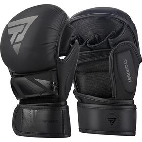 MMA Gloves for Sparring Grappling, Hybrid Open Palm Martial Arts Mitts, Maya Hide Leather Wrist Support, Fighting Combat Sports MMA Boxing Glove for Men Women Punching Bag Muay Thai Training