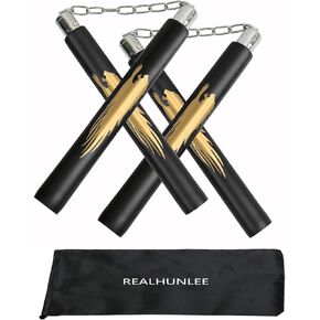 REALHUNLEE Nunchucks Safe Foam Rubber Training Nunchucks Nunchakus for Children Kids & Adults Practicing Self Defense 2 Pack