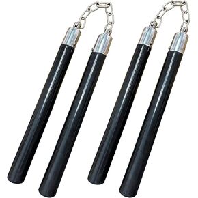 Nunchucks Safe Solid Rubber Training Nunchucks Nunchakus with Steel Chain and Bearing Ball System only for beginners ,Adults and Professionals Perform, Practice, Training,Exercise (2PCS-BLACK)