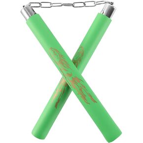 TOPOINT Nunchuck,Foam Training Nunchucks/Nunchakus with Steel Chain for Kids & Beginners Practice and Training (Green)