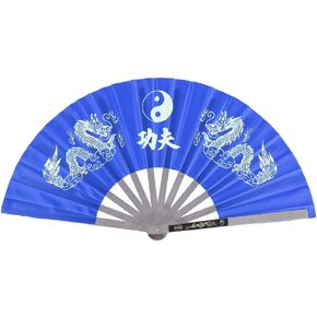 VGEBY Taichi Kungfu Fan, Stainless Steel Chinese Martial Arts Sports Fighting Dance Practice Training Performance Hand Fan (Blue) Martial Arts Fans Weapons Fans Martial Arts Martial Art Fans in Saudi Arabia