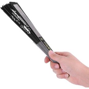 مروحة تاي تشي القتالية من الفولاذ المقاوم للصدأ، مروحة يد كبيرة قابلة للطي للفنون الكونغ فو وأداء التدريب على الرقص للرجال والنساء (أسود) in Kuwait