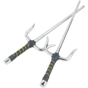 Octagon Metal Martial Arts Sai Multi Size（Black and Silver）