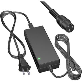 42V 2A Power Adapter PowerFast 3-Prong for 36V Lithium Battery,Battery Charger for Scooter