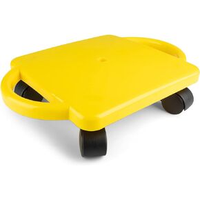 Champion Sports Standard Scooter Board with Handles, Assorted Colors (Yellow or Blue), 12 Inches