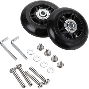 OwnMy 80mm x 24mm Luggage Suitcase Replacement Wheels, Rubber Swivel Caster Wheels Bearings Repair Kits, A Set of 2