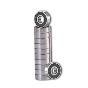 SHKI ［10 Pack］ 608 2RS Ball Bearings – Bearing Steel and Double Rubber Sealed Miniature Deep Groove Ball Bearings for Skateboards, Inline Skates, Scooters (8mm x 22mm x 7mm)