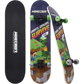 Minecraft 31 inch Skateboard, 9-ply Maple Deck Skate Board for Cruising, Carving, Tricks and Downhill