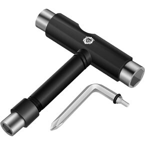 Panjshirv Skateboard Tools Skate Tools Multi-Function Portable Skateboard T Tool Accessory ，T-Type Allen Key and L-Type Phillips Head，Skateboard Hardware Gold Bolts Set