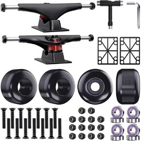 Jizmo Skateboard Trucks, Fits 7.75-8.25" Deck, Skateboard Wheels 52mm, Skateboard Bearings ABEC-11, Skateboard Pads, Skateboard Hardware Tool Combo Starter Set