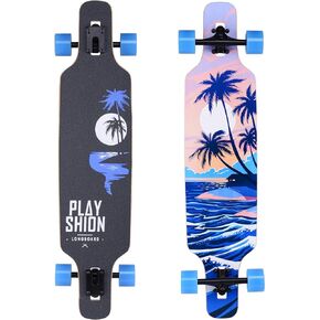 Playshion Longboard Skateboard Cruiser | 39" Drop Through Long Board | 42" Pintail Longboards