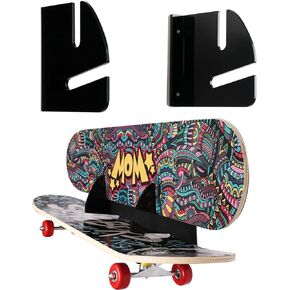 HHUXIUE Skateboard Shelf Wall Mounted Skateboard Storage Rack Skateboard Bracket, Bearing Skateboard Frame, Horizontal Space Saving Design