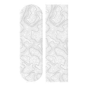 Topographic Map Black Grip Tape White Lines Contour Geographic Skateboard Grip Tape 33x9 inch Non-Slip Sandpaper Tape, Grip Tape for Skateboard Longboard Roller Board Stair Treads
