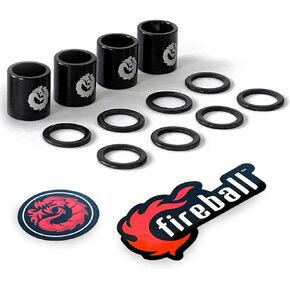 Fireball Dragon Precision Aluminum Spacers and Speed Rings Set for Skateboards and Longboards - 4X Skateboard Spacers 8X Skateboard Washers