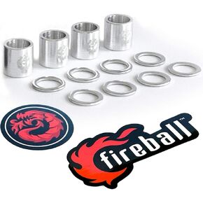 Fireball Dragon Precision Aluminum Spacers and Speed Rings Set for Skateboards and Longboards - 4X Skateboard Spacers 8X Skateboard Washers