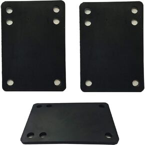 VJ Longboard Skateboard Riser Pads, Rubber, Set of 2, Size 3mm (1/8") 6mm (1/4") 12mm (1/2") 14mm Angle Wedge Riser Pads, Black