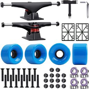 Skateboard Trucks and Wheels Set, High Rebound Cruiser Skateboard Wheels 60mm, Skateboard Bearings ABEC-11, Skateboard Tool, Skateboard Pads, Skateboard Hardware Combo Starter Set