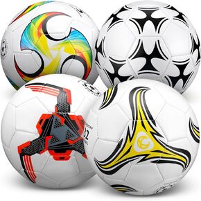 Tradder 4 Pcs Deflated Soccer Ball Bulk with Pump Outside Sport Soccer Ball Training Ball for Kids Adult and Teens for Game Match Birthday Gift Party