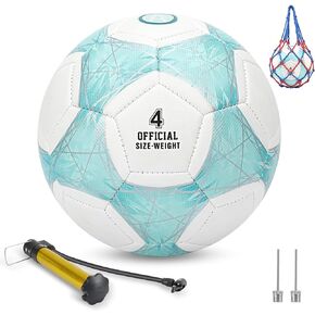 STEEFAN Teal/Blue/Pink Soccer Ball Size 4 for Kids Outdoor Play,Color Change Soccer Official Ball with Needles and Air Pump,Gift Idea for Kid Teen Boy Girl Junior Women,Indoor Outdoor Game Soccer Ball