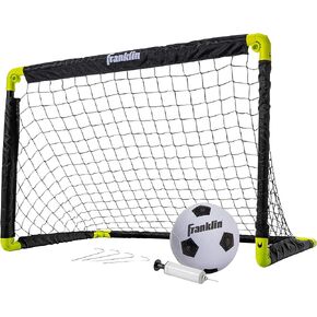 Franklin Sports Kids Mini Soccer Goal Set - Backyard + Indoor Mini Net and Ball Set with Pump - Portable Folding Youth Soccer Goal Set - Perfect Kids Toy Soccer Goal Set - 36" x 24"