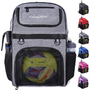 Youth Soccer Bag - Boys Girls Soccer Backpack & Bags for Basketball, Volleyball & Football | Includes Separate Cleat and Ball Compartment, and Convenient Fence Hook.