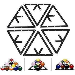 Dioche Magic Ball Rack Holder Sheet, Billiard Rack Holder, 6Pcs Billiard Rack Black Triangle Ball Holder Positioning Billiard Table Pool Cue Accessory