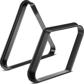 2 Pieces Plastic Billiard Pool Ball Rack Set Fit 2-1/4 inches Sized Balls, Billiard 8-Ball Triangle and 9-Ball Rack for Billiard Pool Table (Black)