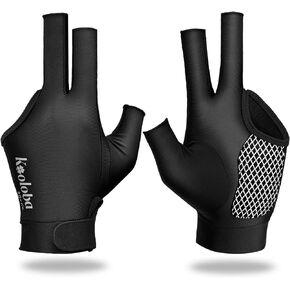 Pool Glove for Left Hand - 3 Finger Billards Glove,Snooker Shooting Glove for Men & Women with Adjustable Velcro
