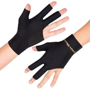 TOPDANCHUANG 2PCS Anti Slip Billiard Glove 3 Fingers Show Gloves Left Hand Snooker Glove Billiard Accessories Fits on Left Hand for Men Women