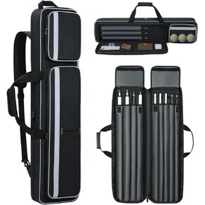 Aleemin Pool Cue Case 4x5, Pool Cue Carrying Case Soft Padded Billiard Stick Bag with Multi-pocket for 4 Butts and 5 Shafts, Pool Stick Case with Shoulder Straps & Handle for Pool Cue Billiard Cue