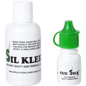 Bundle of 2 items: Sil Kleen Pool Cue Shaft and Ferrule Cleaner 1 oz Bottle & Cue Silk Pool Cue Shaft Conditioner ¼ oz Bottle