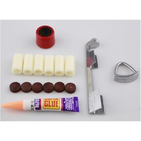 Tiekerbilir 15 Pack Cue Stick Tip Repair Kit, Cue Tips Accessorie, Include 6 Pool Cue Tips, 6 Pool Cue Repairers, 1 Billiard Cue Clamp, 1 Cue Tip Glue, 1 Billiards Shaper, Cue Tips Accessorie