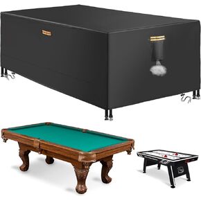 8ft Pool Table Covers, Billiard Table Covers Windproof, 420D Oxford Outdoor Pool Table Cover Waterproof Windproof, Universal Fit Snooker Ping Pong Cover for Pool Table Air Hockey Game (102x53x32in)