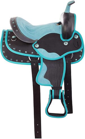 SILVERLINE 12" Premium Kids Synthetic Western Saddle Tack, Blue in Kuwait