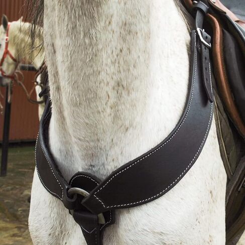 Hand Made Leather Horse Breast Collar (Black, Buck Stitching) in Saudi Arabia