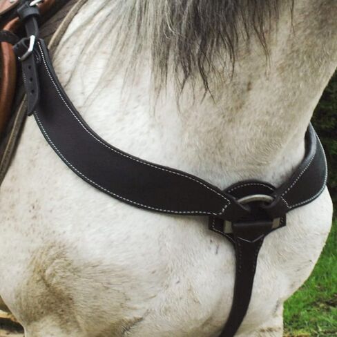 Hand Made Leather Horse Breast Collar (Black, Buck Stitching) in Saudi Arabia
