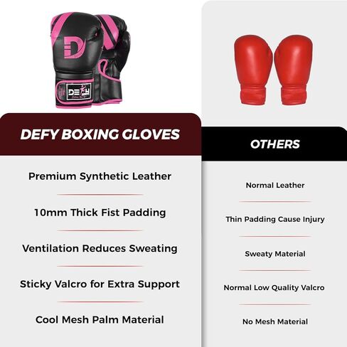 قفازات ملاكمة رائعة من DEFY للرجال والنساء لتدريب الملاكمة التايلاندية ركلة الملاكمة الجلدية حقيبة ثقيلة قفازات MMA للتمرين in Kuwait