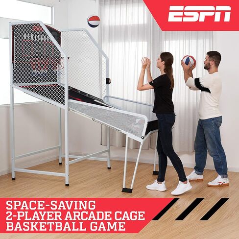 لعبة أركيد كرة السلة الداخلية للاعبين من ESPN (قفص وإطار فولاذي) مع تسجيل LED و8 خيارات للعبة وتأثيرات صوتية للأركيد in Kuwait