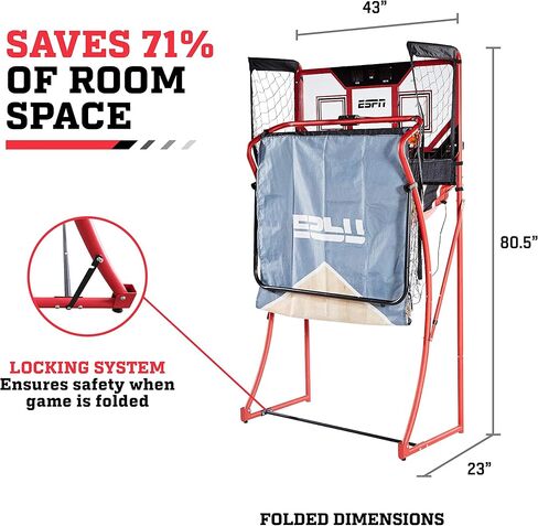 لعبة كرة السلة ESPN EZ Fold 2 للاعبين مع لوحة خلفية من البولي كربونات ومؤشر LED in Kuwait