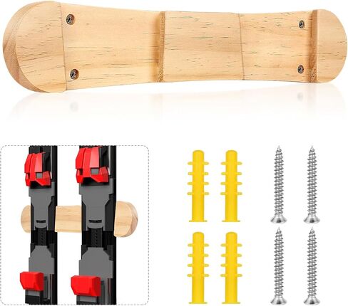 PEUTIER Minimalist Wood Ski Rack, Snowboard Wall Mount Rack Hanger Snowboard Display Rack Snowboard Storage Rack Ski Holder for Room Garage Ski Board Longboard in Saudi Arabia