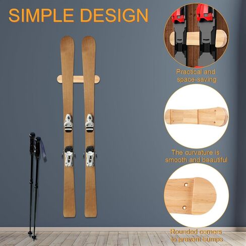 PEUTIER Minimalist Wood Ski Rack, Snowboard Wall Mount Rack Hanger Snowboard Display Rack Snowboard Storage Rack Ski Holder for Room Garage Ski Board Longboard in Saudi Arabia